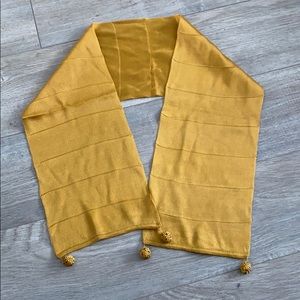 MIAZIA MIA ZIA silk scarf ball tassels designer mustard